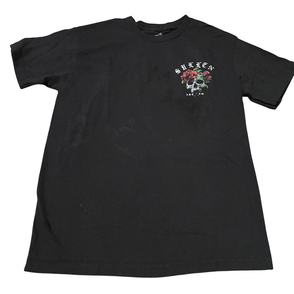 Sullen Art Collective Mens Black Skull and Roses Graphic T-Shirt Medium Tattoo - Picture 4 of 6
